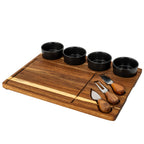 Acacia Cheese Board Set With Grey Ceramic Bowls And Cutlery – alternate view 2