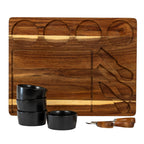Acacia Cheese Board Set With Grey Ceramic Bowls And Cutlery – alternate view 3