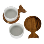 Set Of 2 Acacia Fishtail Serving Trays With Ceramic Bowls – alternate view 4