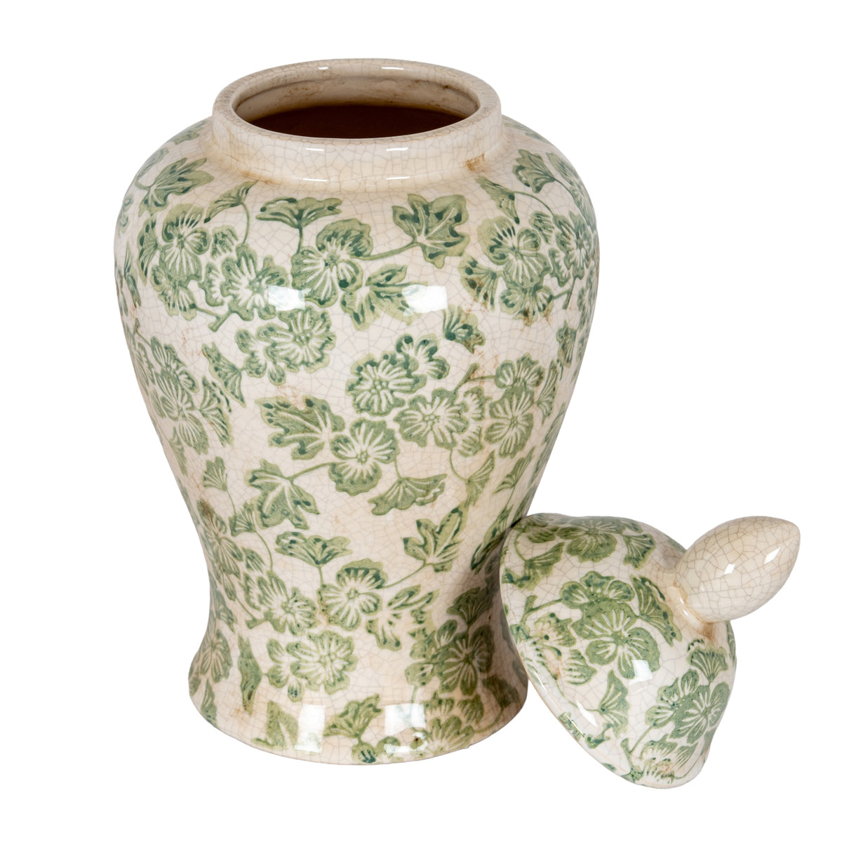 Green Clover Ceramic Ginger Jar – alternate view 3