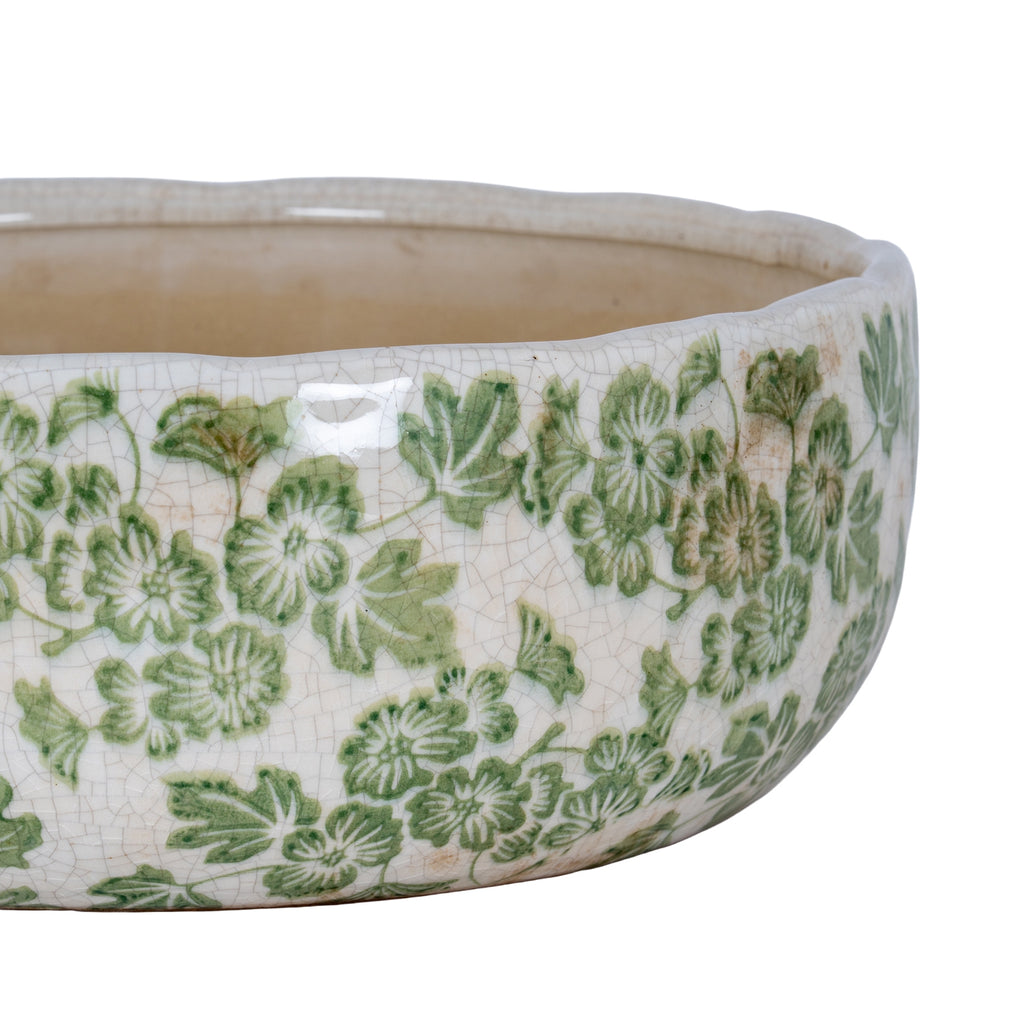 Small Green Clover Ceramic Bowl Pot – alternate view 2