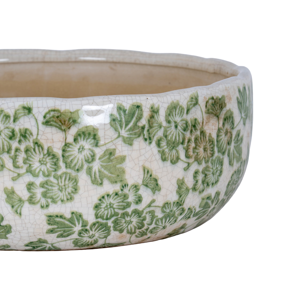 Small Green Clover Ceramic Bowl Pot – alternate view 2