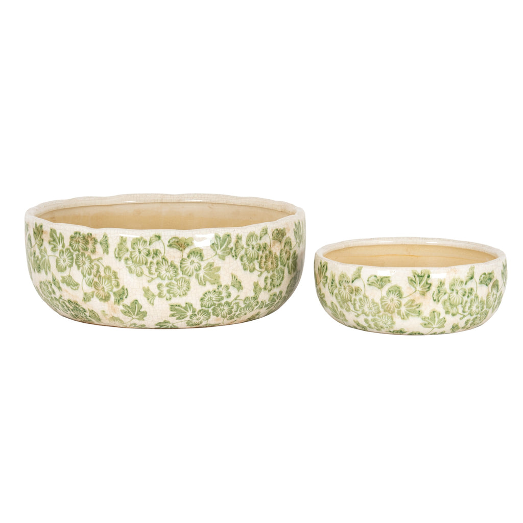Small Green Clover Ceramic Bowl Pot – alternate view 3