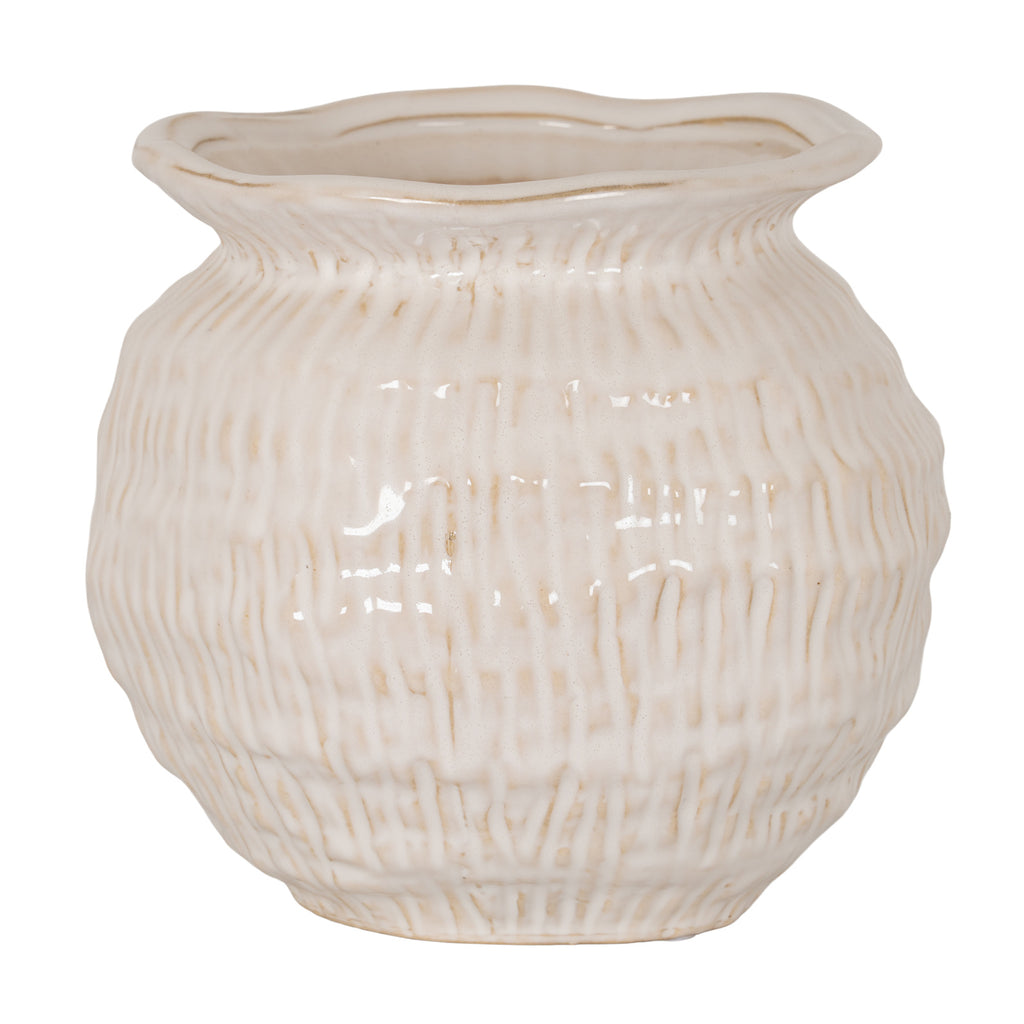 Wavy Rim Small Round Vase