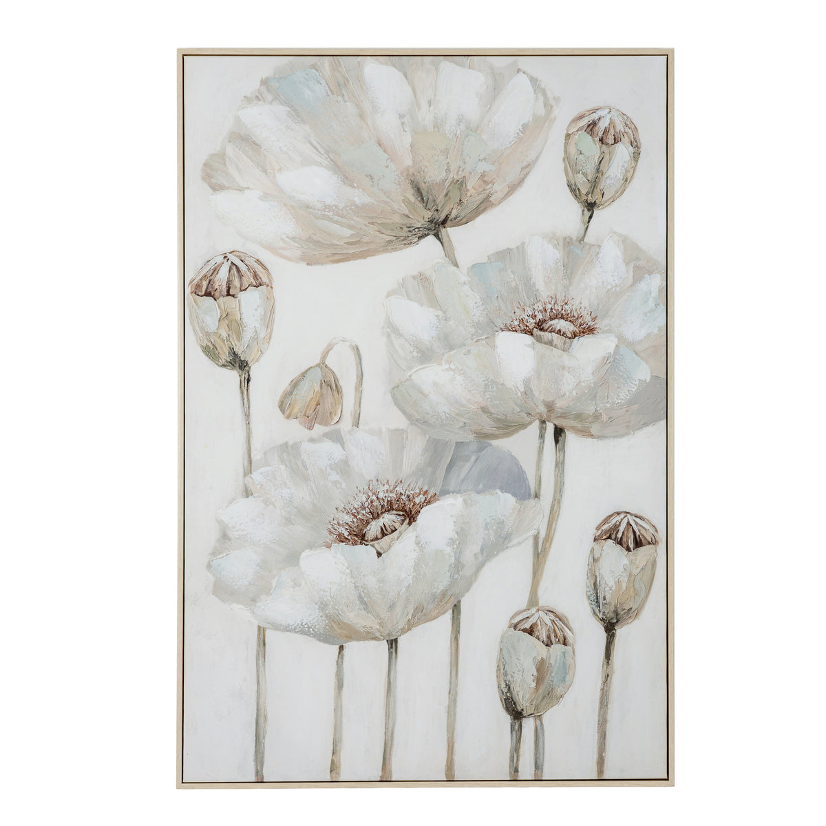 Poppy Stems Handpainted Canvas in Frame