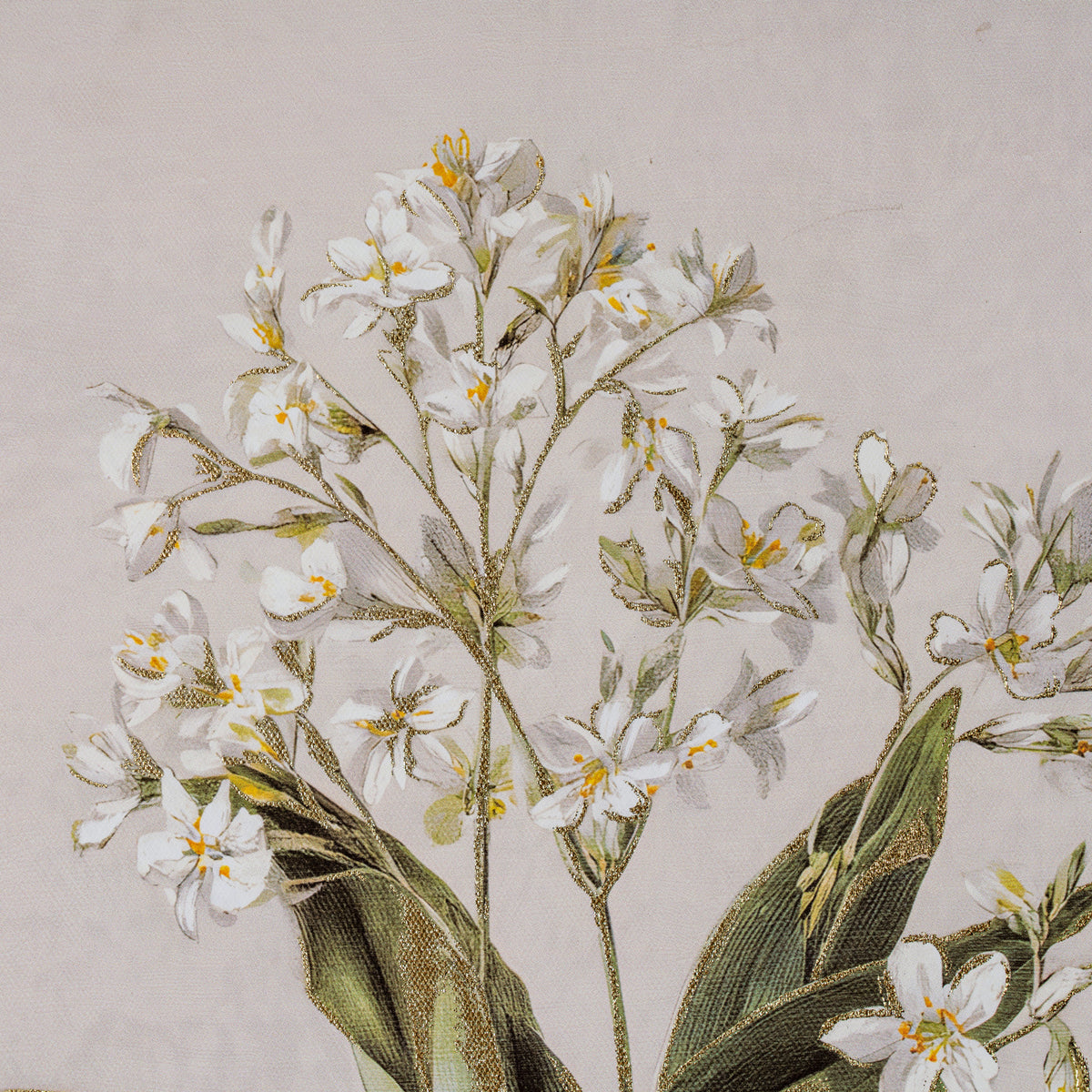 Flora & Fauna Collection White Wildflower on Linen in Frame