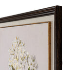 Flora & Fauna Collection White Wildflower on Linen in Frame