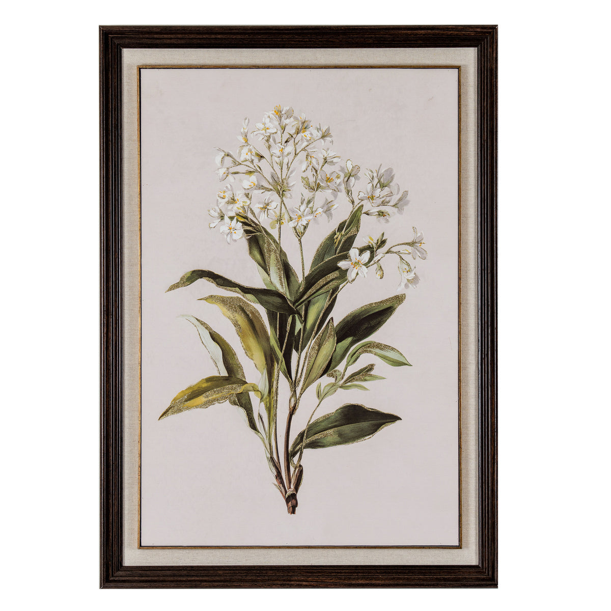 Flora & Fauna Collection White Wildflower on Linen in Frame