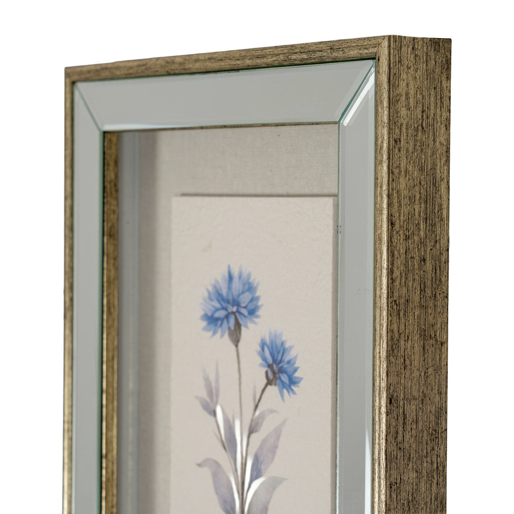 Rosalie Textured Paper Cornflower in Mirrored Frame