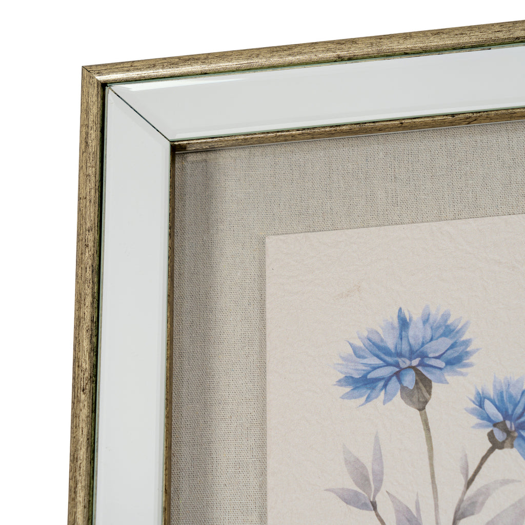 Rosalie Textured Paper Cornflower in Mirrored Frame
