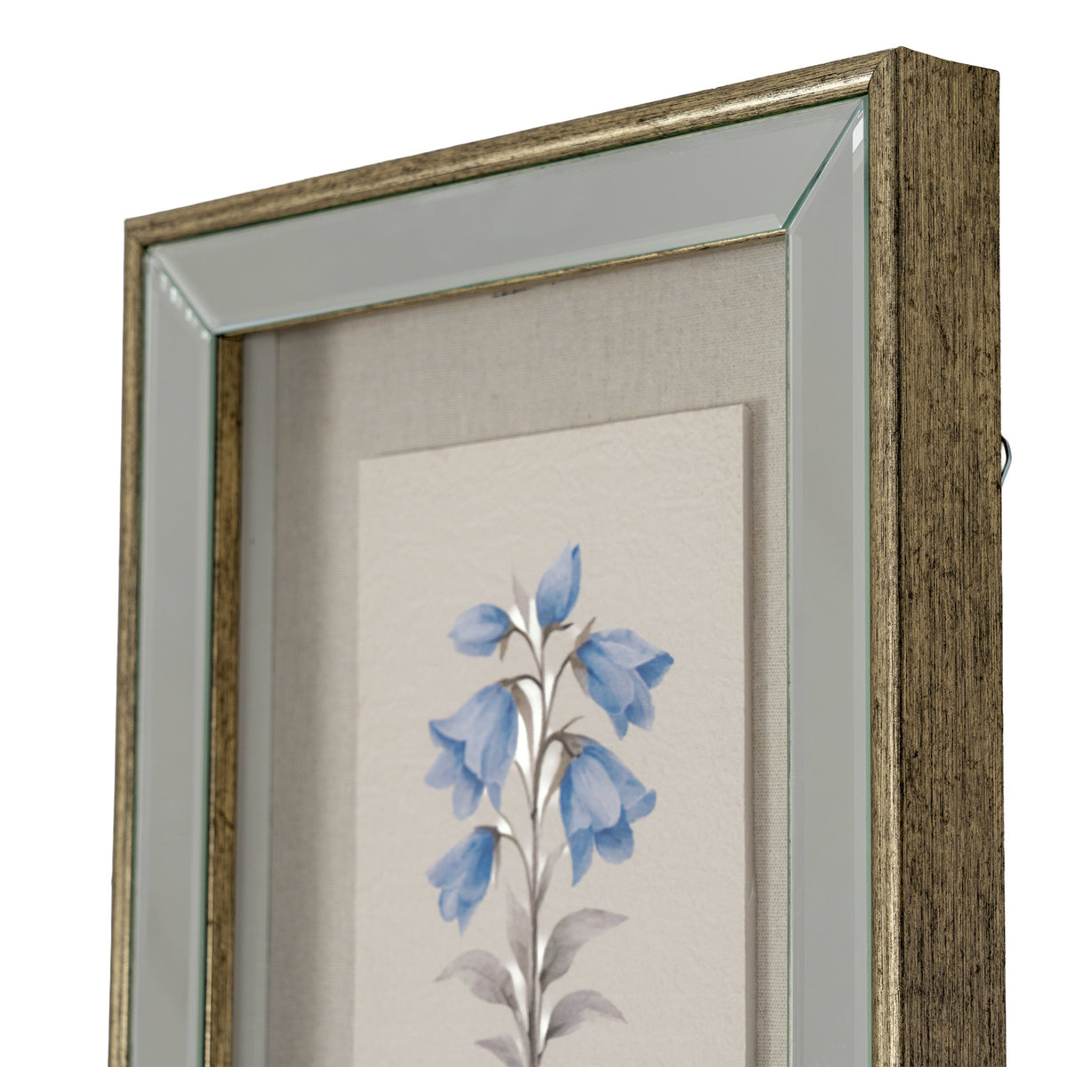 Rosalie Textured Paper Bluebell in Mirrored Frame