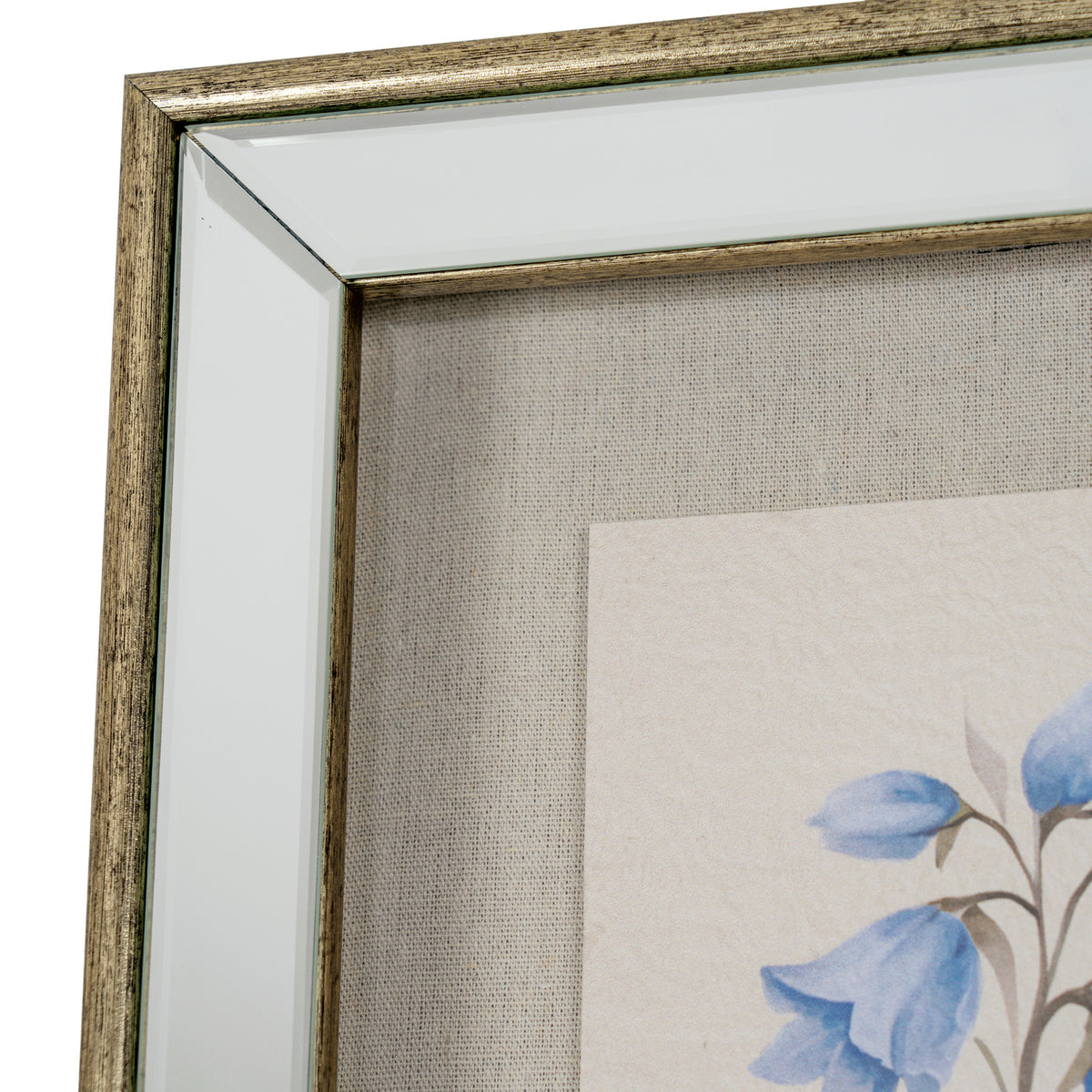 Rosalie Textured Paper Bluebell in Mirrored Frame