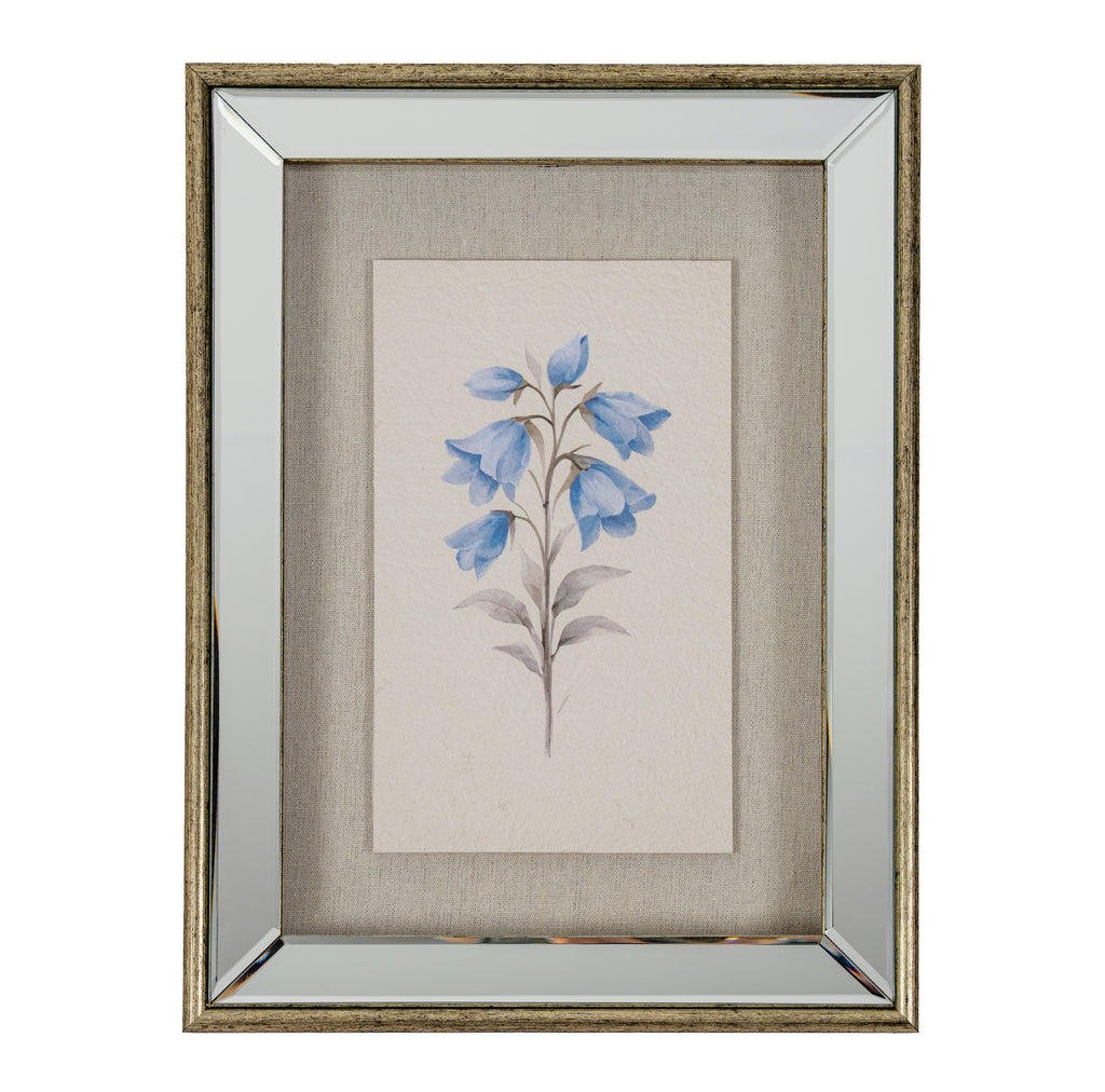 Rosalie Textured Paper Bluebell in Mirrored Frame