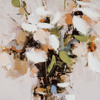 Still Life Cosmos Hand Painted Canvas in Frame