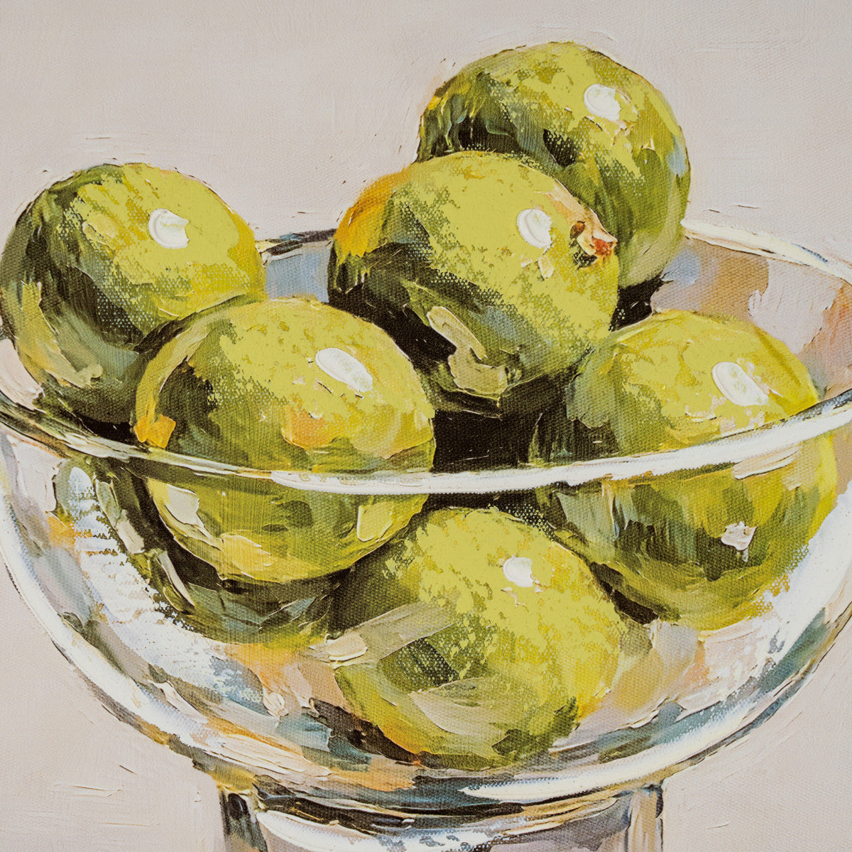 Still Life Limes Hand Painted Canvas in Frame