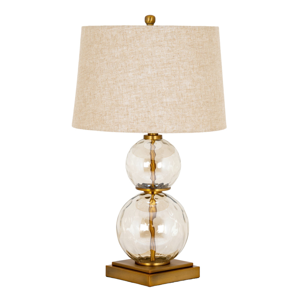 Savoy Glass And Gold Finished Table Lamp With Linen Shade