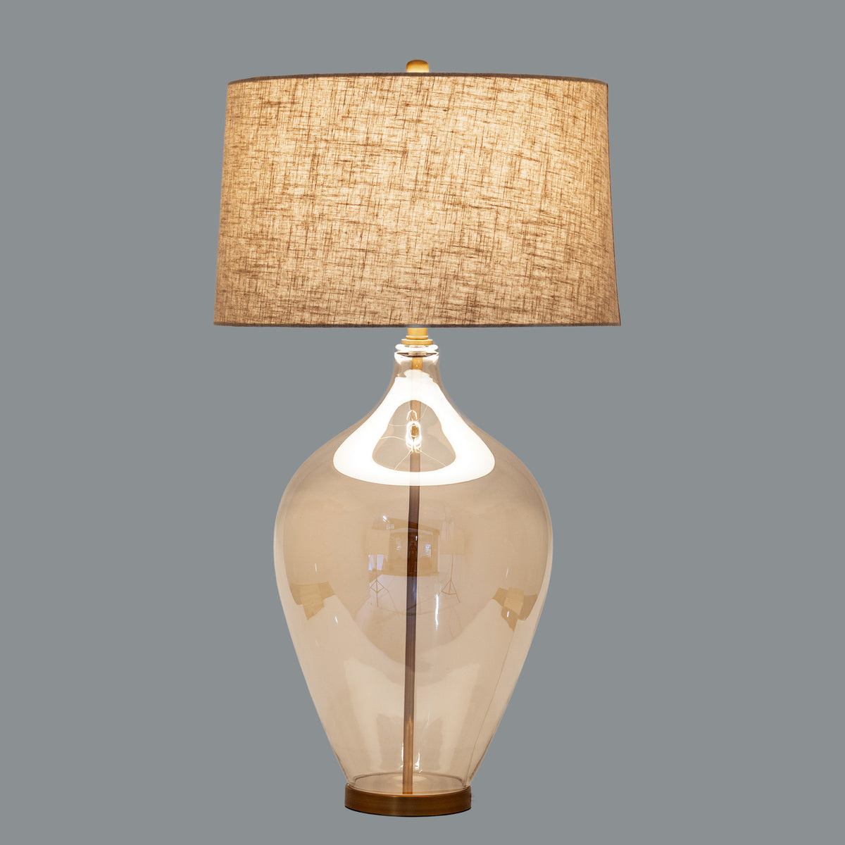 Opaline Glass Table Lamp With Linen Shade