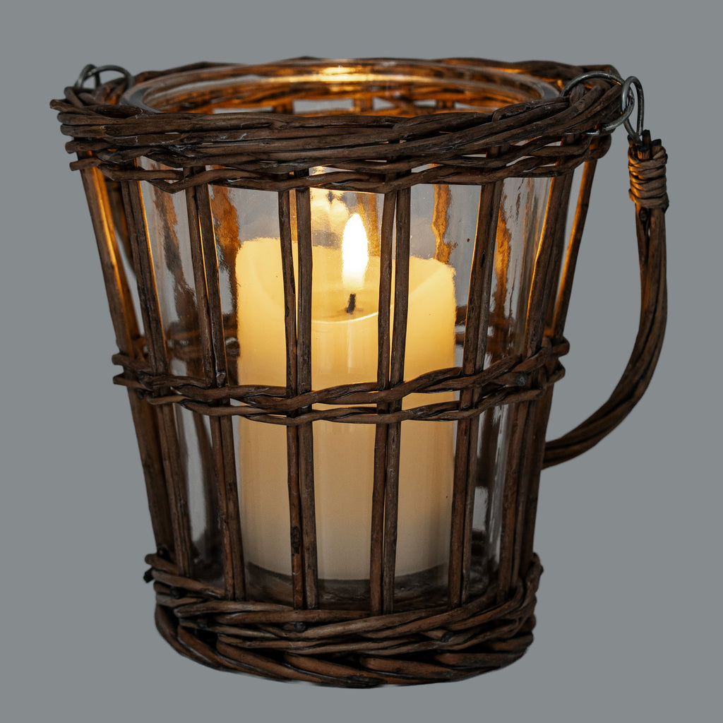 Briar Collection Wicker Basket Lantern With Handle