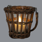 Briar Collection Small Wicker Basket Lantern With Handle