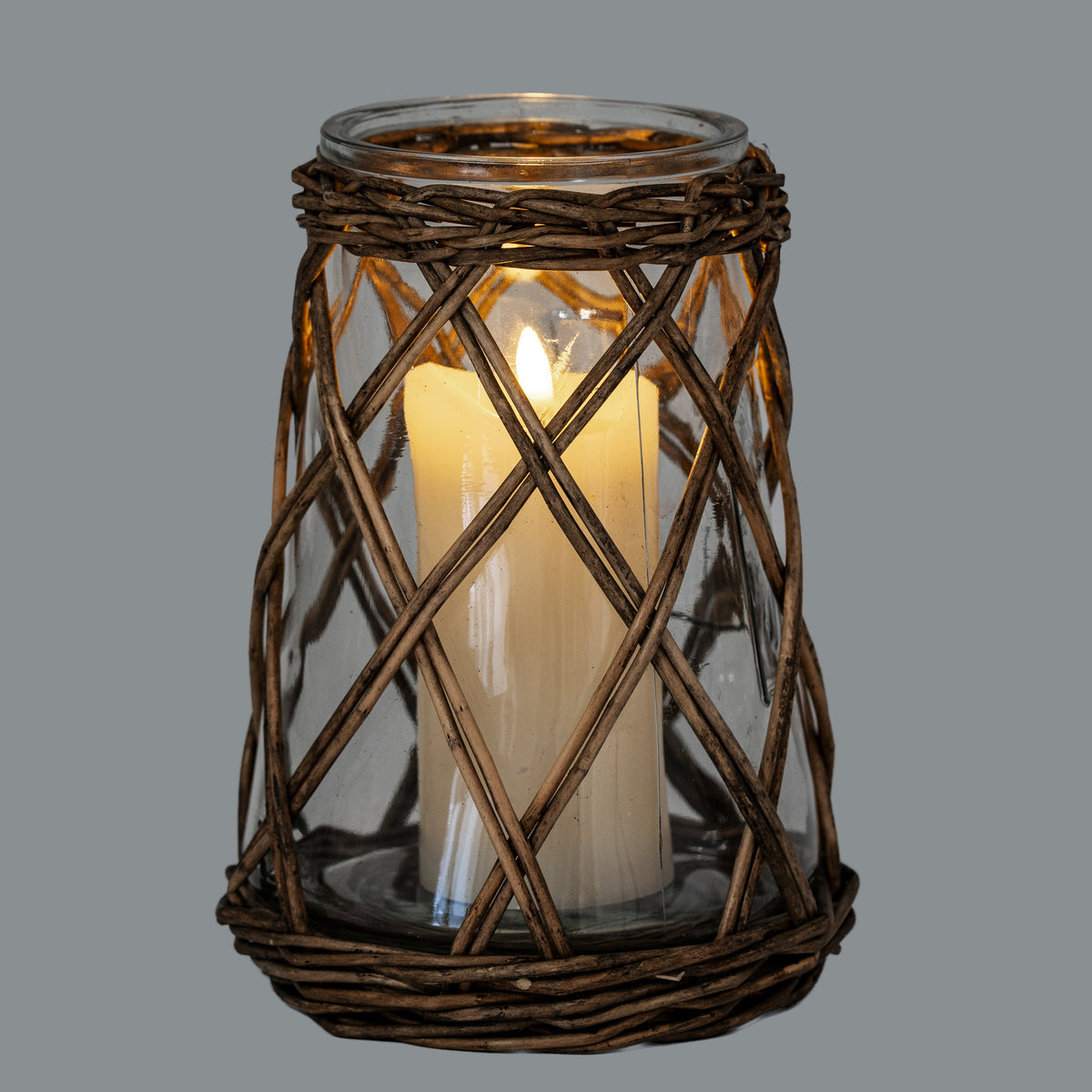 Briar Collection Large Wicker Pillar Lantern
