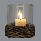 Briar Collection Small Hurricane Lantern With Wicker Tray