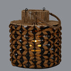 Large Woven Wicker Lantern With Jute Handle
