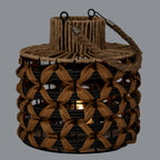 Woven Wicker Lantern With Jute Handle