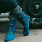 Blue Classic Car Bamboo-Blend Socks
