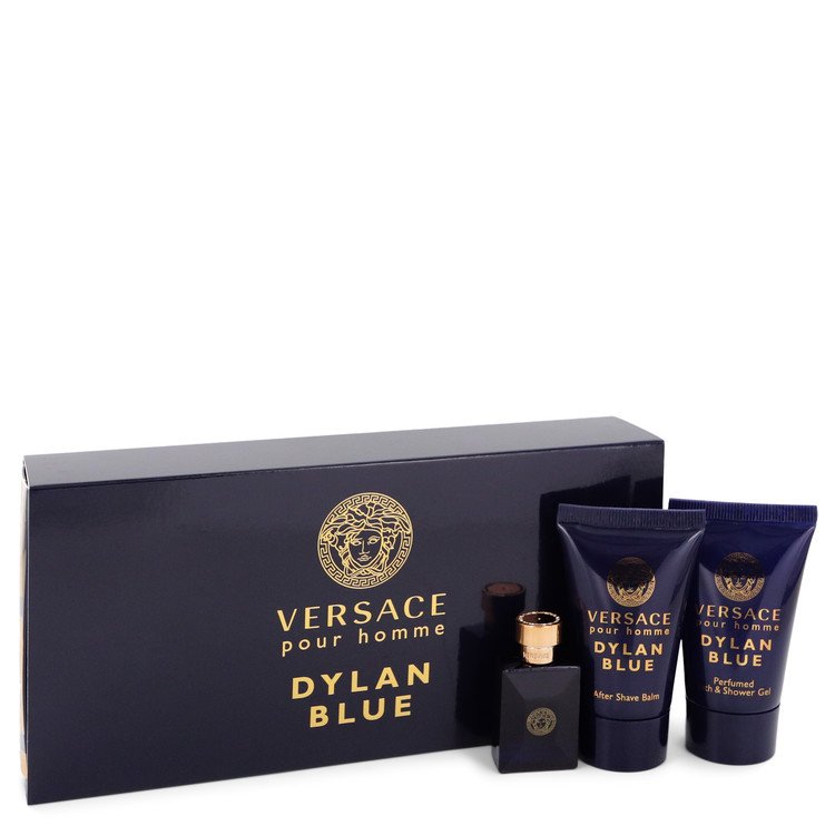 Versace Pour Homme Dylan Blue Gift Set for Men, EDT Mini After Shave Balm, and Shower Gel (5ml)