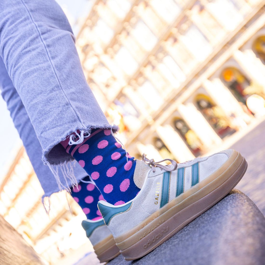 Navy & Pink Polka Dot Bamboo-Blend Socks