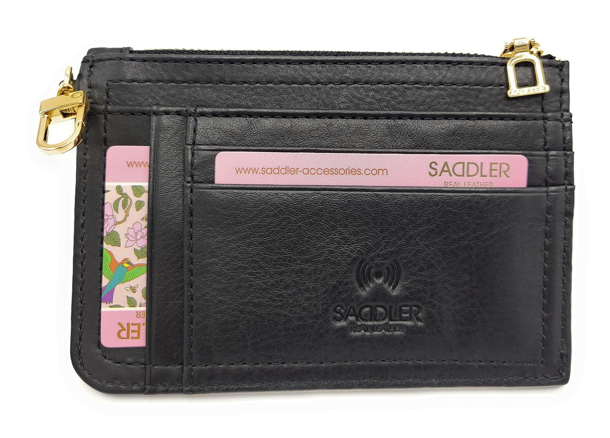 SADDLER PIPER Real Leather Designer Top Zip Card Holder | Gift Boxed
