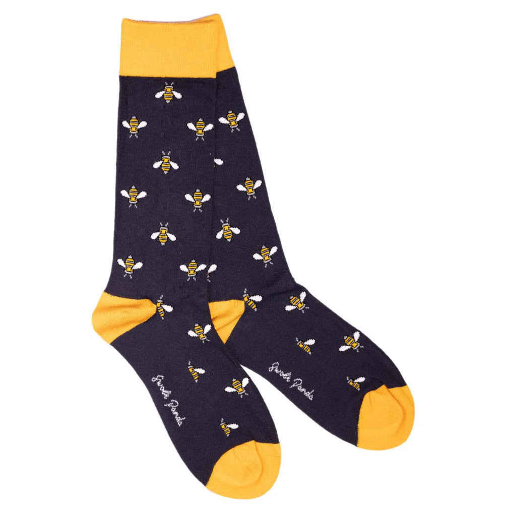 Navy Bumblebee Comfort Cuff Bamboo-Blend Socks