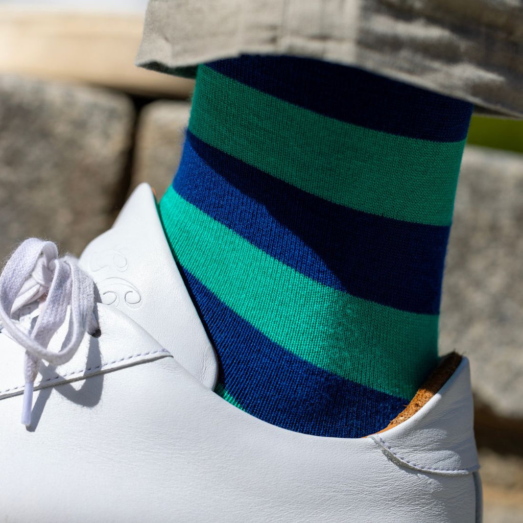 Lime Green Striped Bamboo-Blend Socks