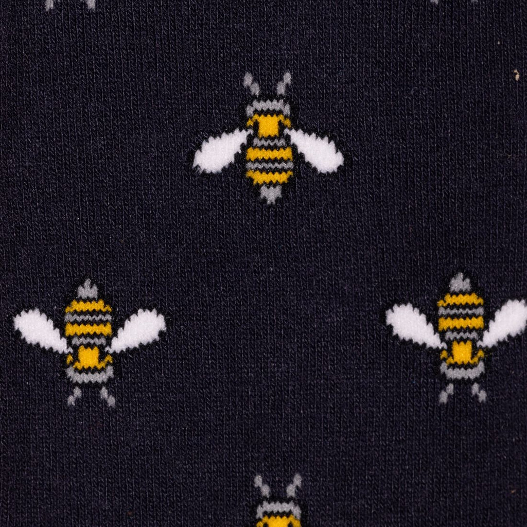 Navy Bumblebee Comfort Cuff Bamboo-Blend Socks