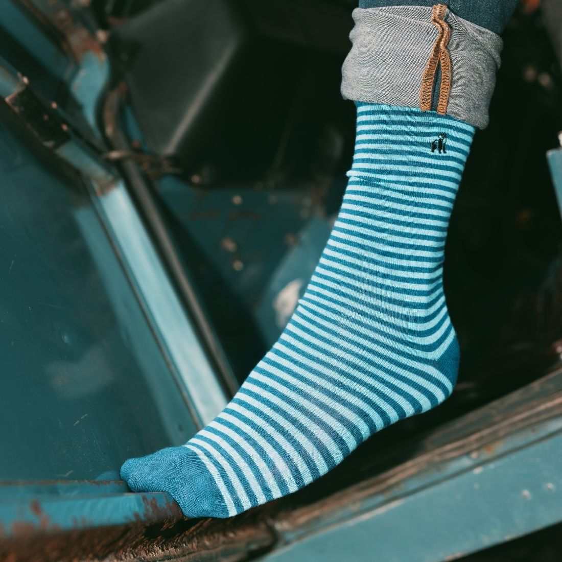 Sky Blue Narrow Striped Bamboo-Blend Socks