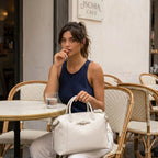 Wimbledon Leather Laptop Backpack, Ivory