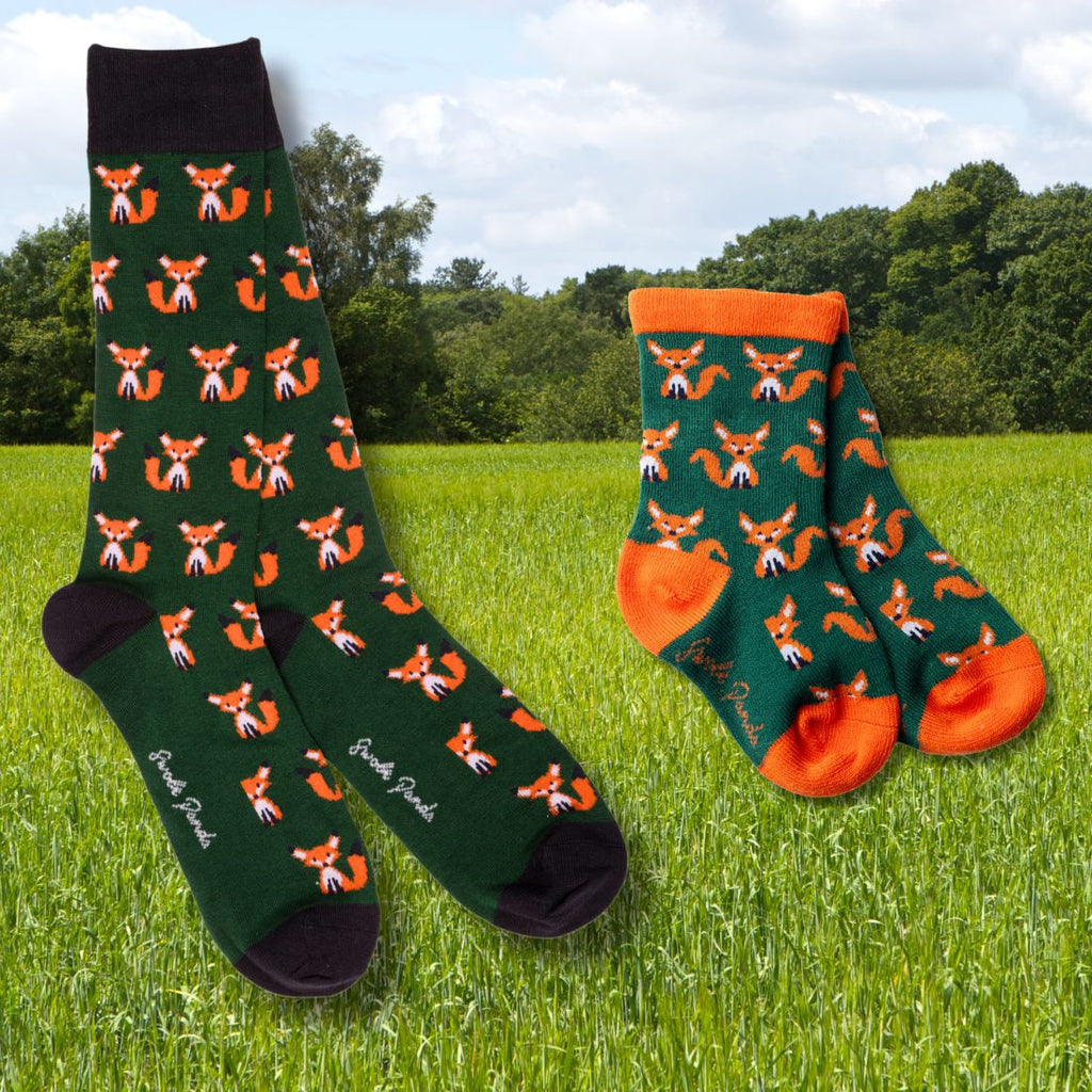 Fox Matching Bamboo-Blend Sock Set, Adult & Child