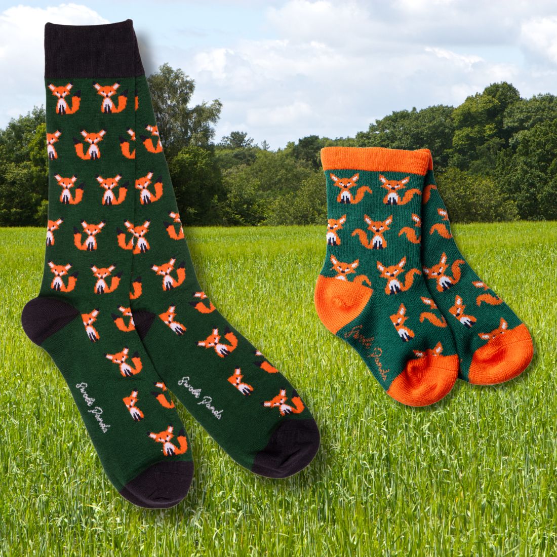 Fox Matching Bamboo-Blend Sock Set, Adult & Child