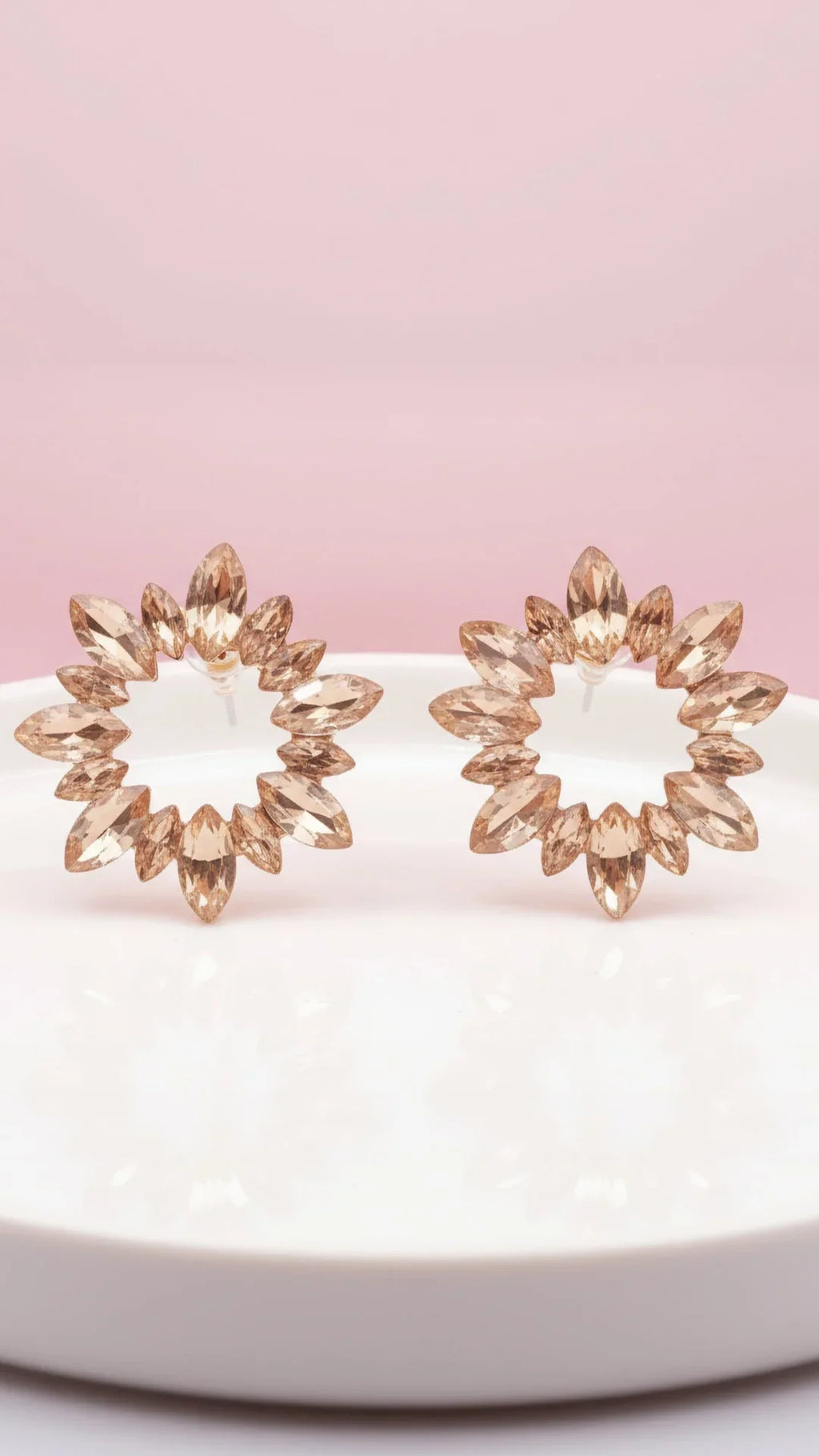 Statement Sun Burst Crystal Stud Earrings