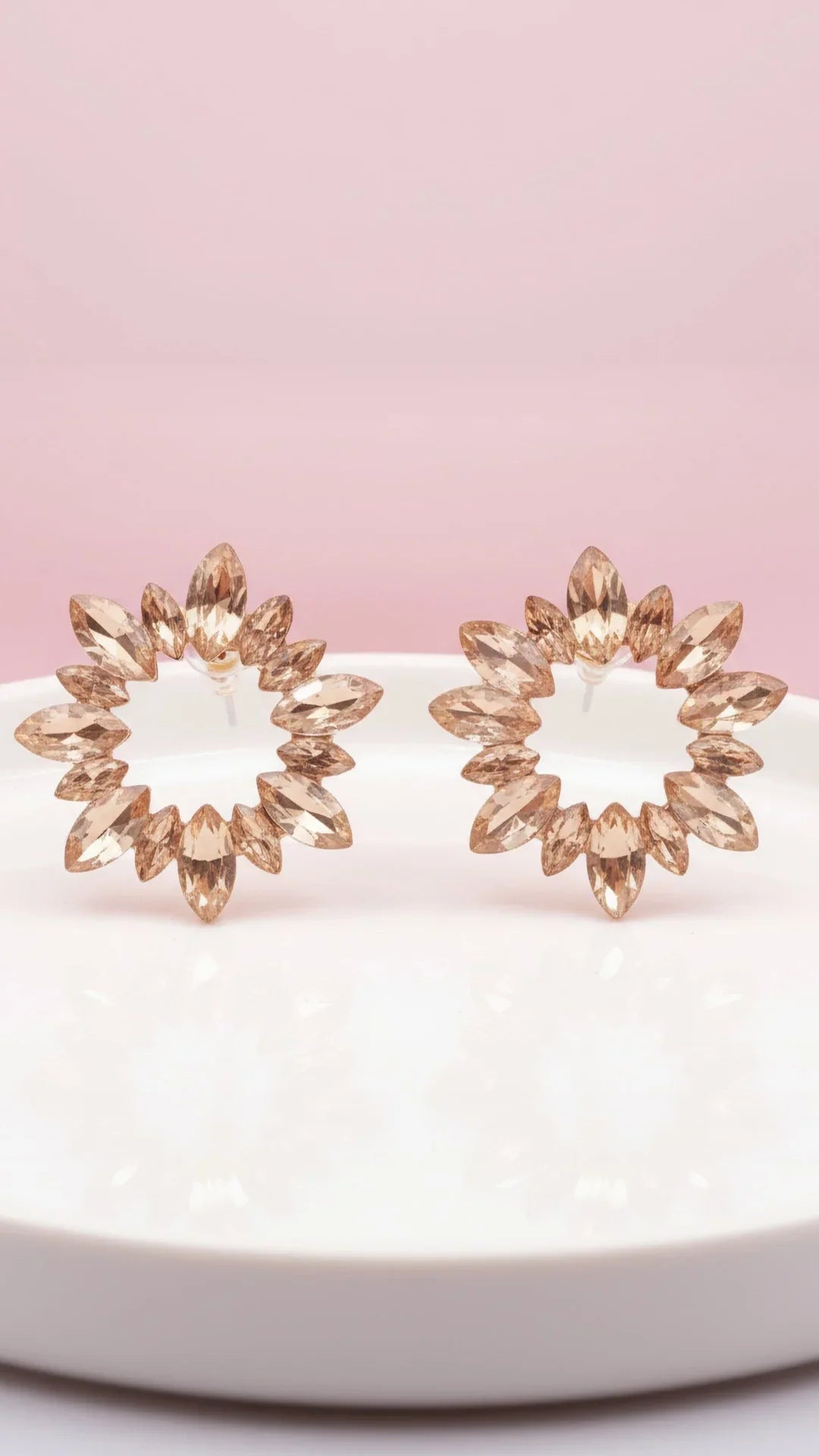 Statement Sun Burst Crystal Stud Earrings