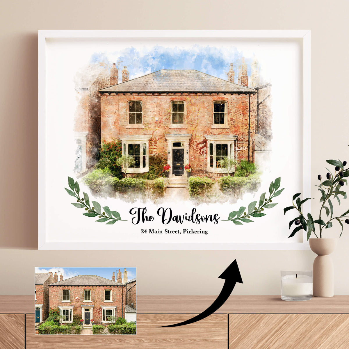 Personalised Watercolour House Portrait