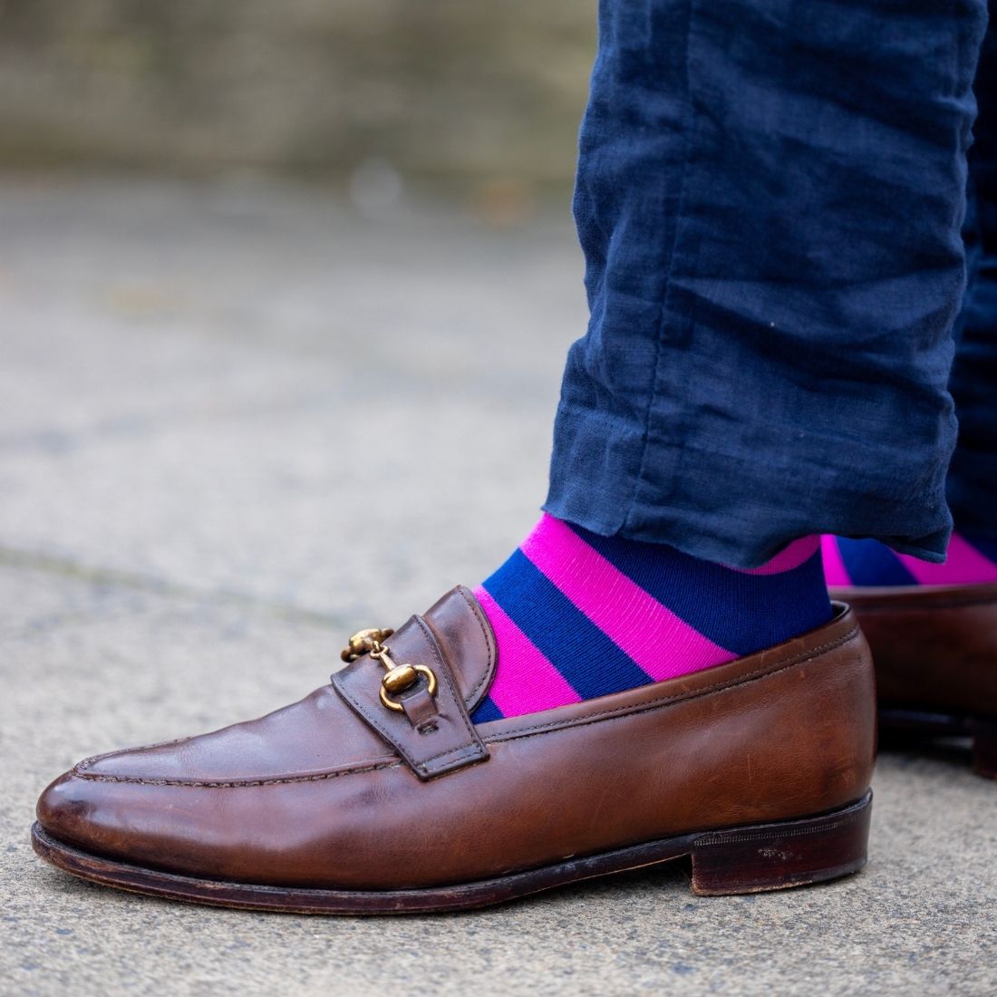 Rich Pink Striped Bamboo-Blend Socks