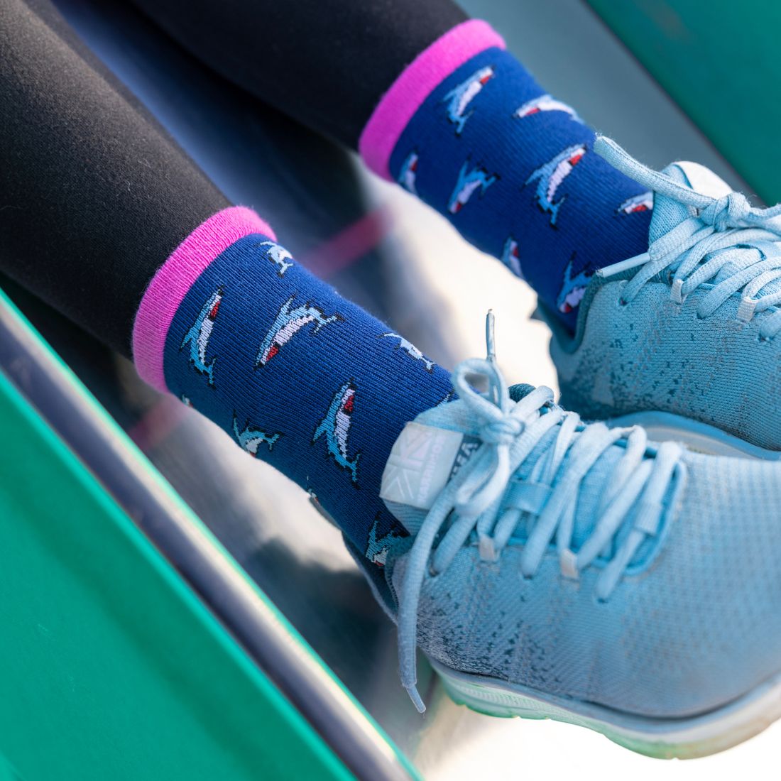 Sharks Matching Bamboo-Blend Sock Set, Adult & Child