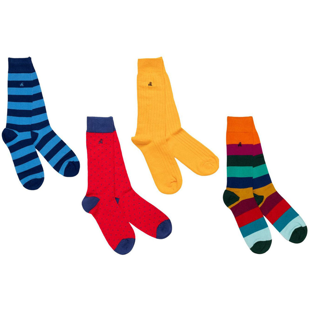 Red Bamboo-Blend Sock Gift Box, 4 Pairs
