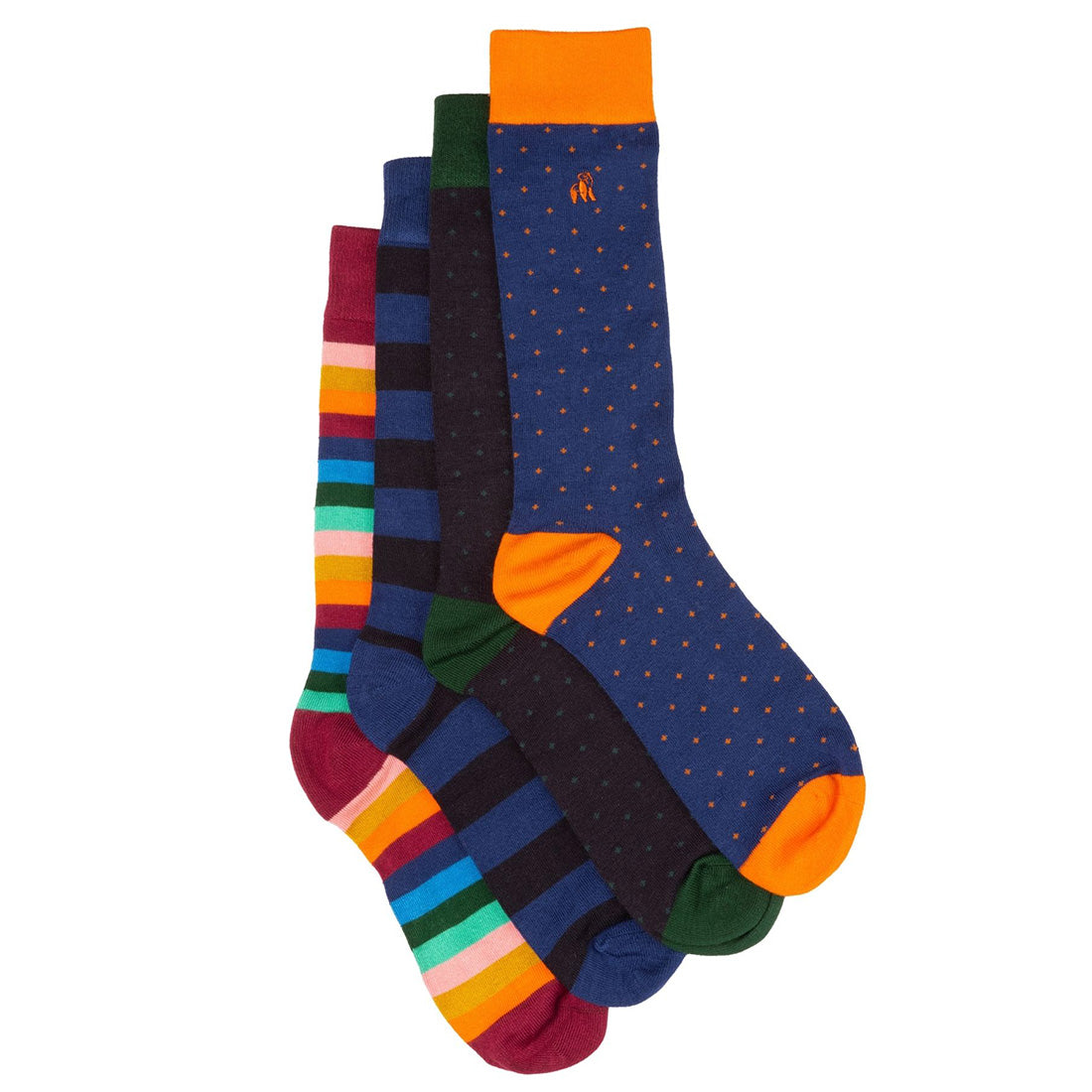 Spots & Stripes Comfort Cuff Bamboo-Blend Sock Bundle, 4 Pairs