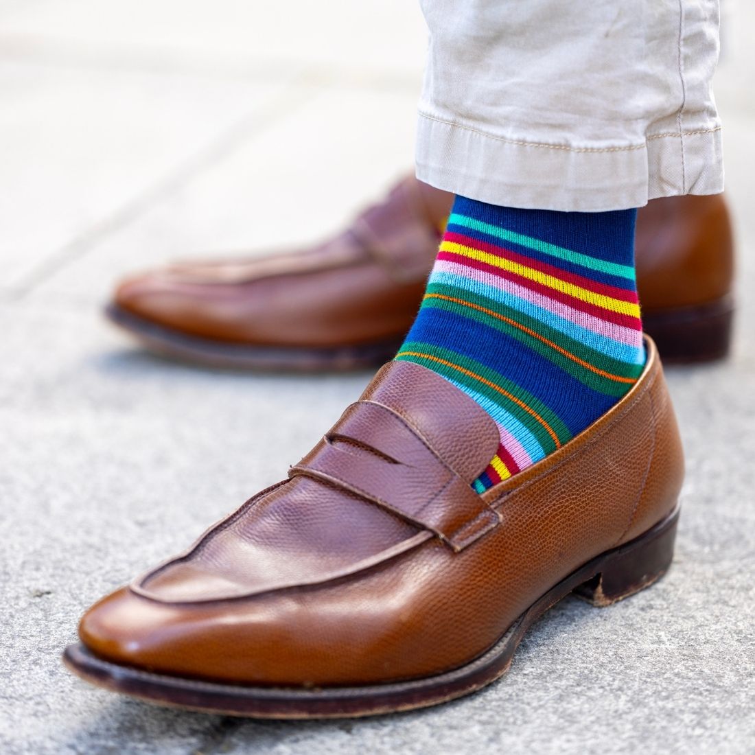 Royal Blue Multi Stripe Bamboo-Blend Socks