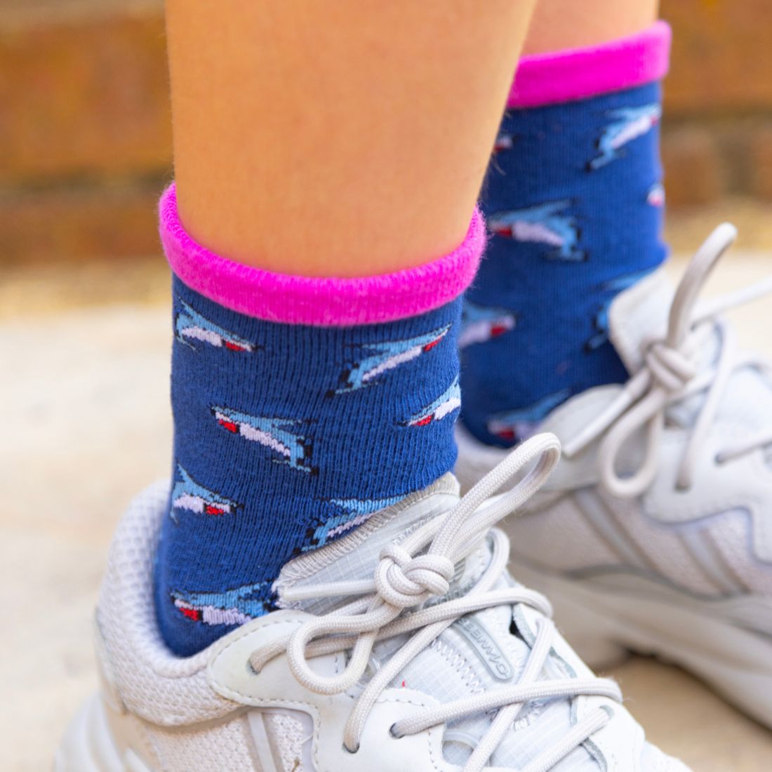 Sharks Matching Bamboo-Blend Sock Set, Adult & Child