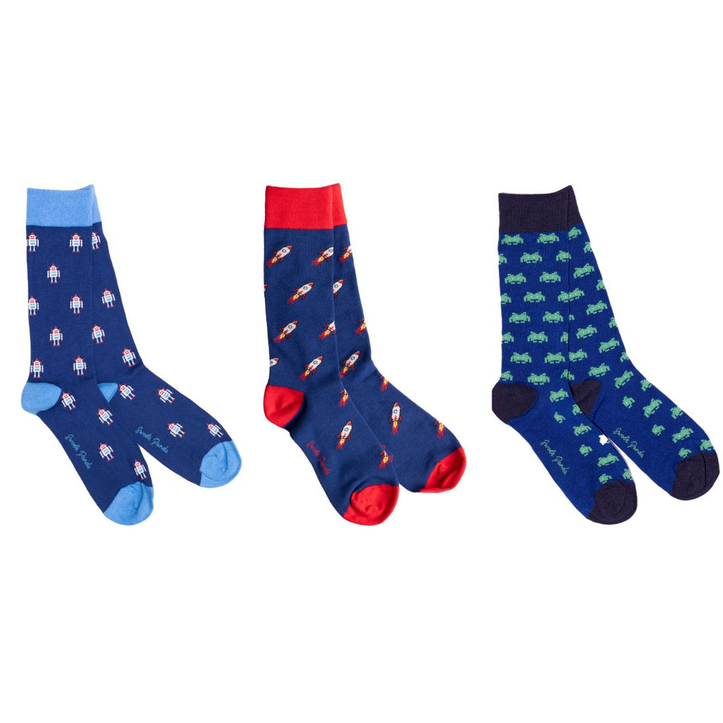 Outer Space Bamboo-Blend Sock Gift Box, 3 Pairs