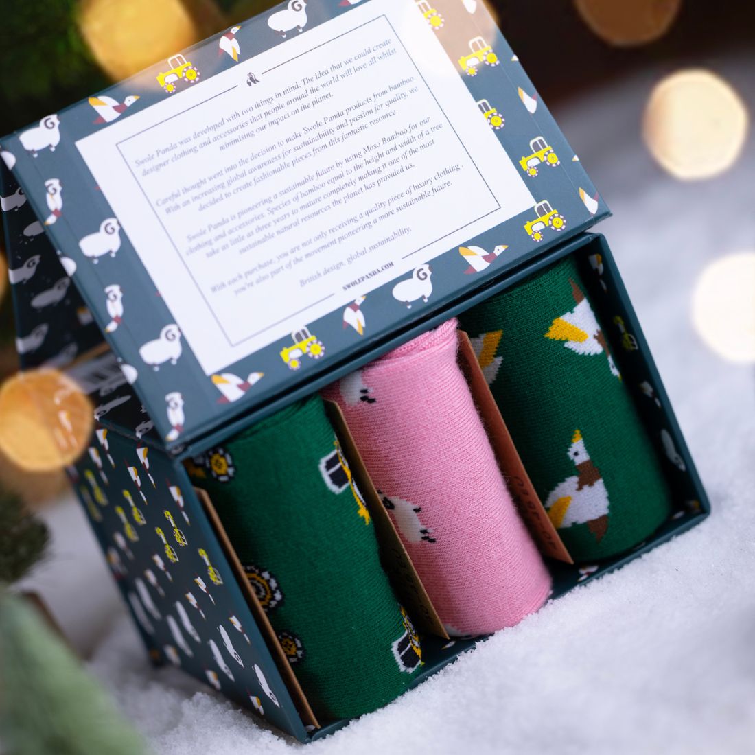 Farm Bamboo-Blend Sock Gift Box, 3 Pairs