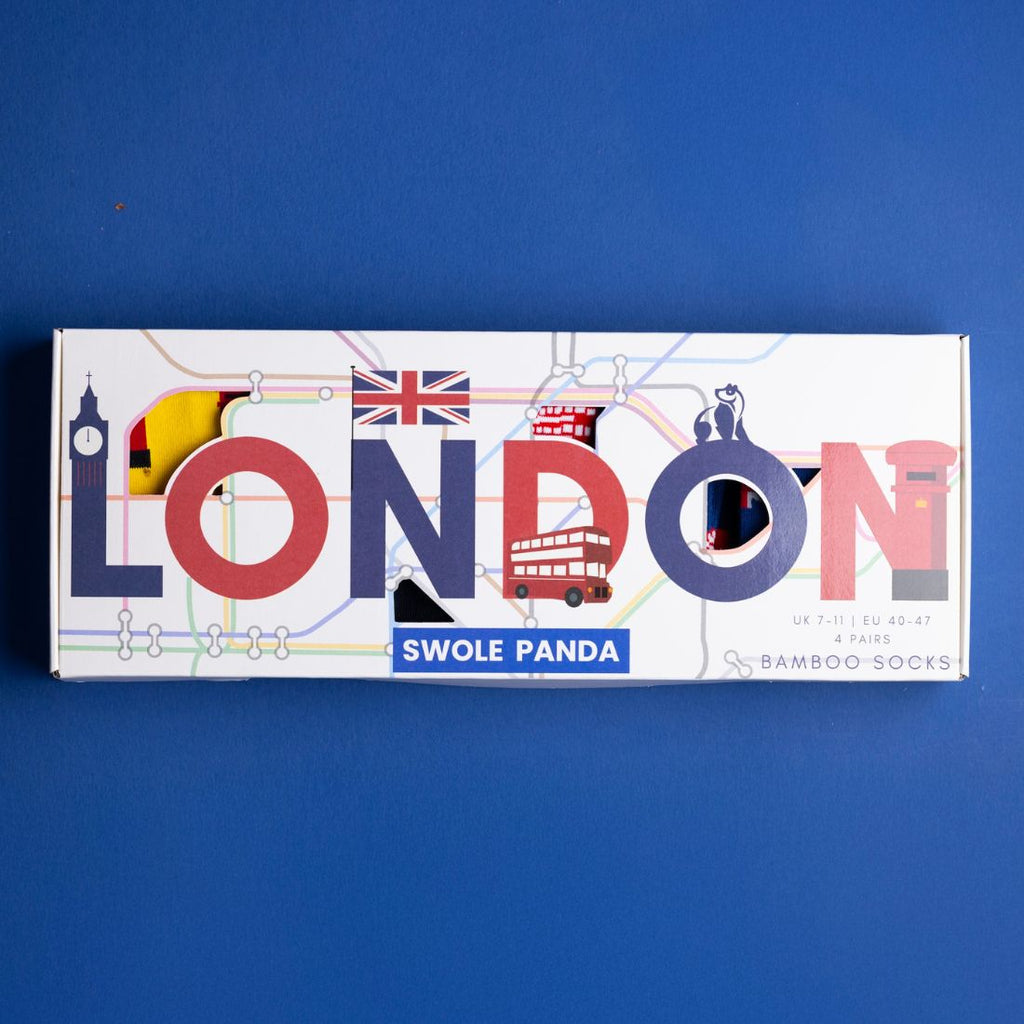 London Bamboo-Blend Sock Gift Box, 4 Pairs